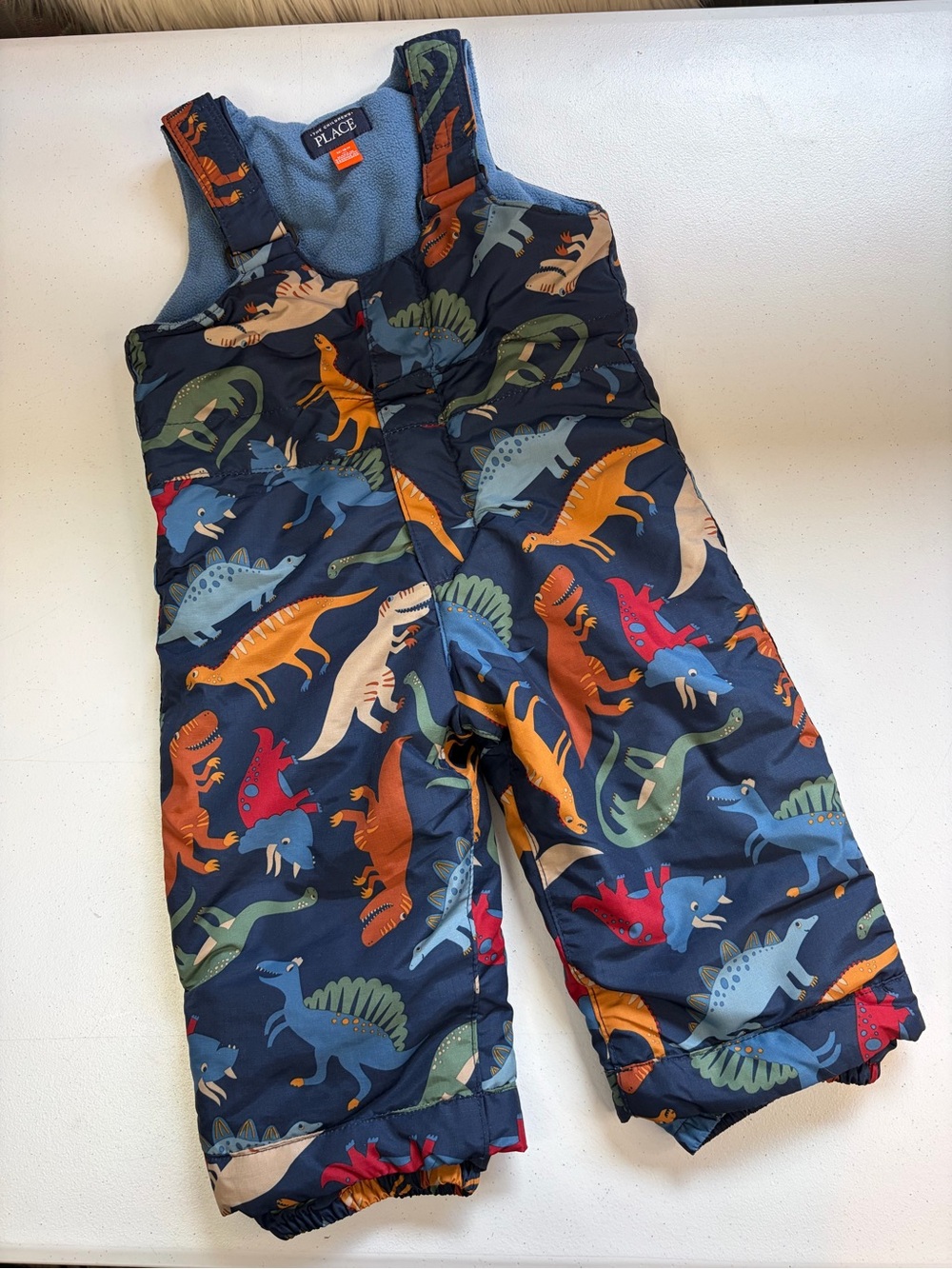The Children's Place Dinosaur Snow pants Toddler 12-18M Fleece Lined Winter Bib